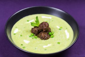 Minted-Pea-Soup-with-Lamb-Meat-Balls-2