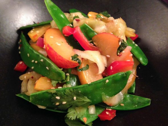 Spicy-Beef-Mushroom-Stirfry-String-Bean-Plum-Salad-2