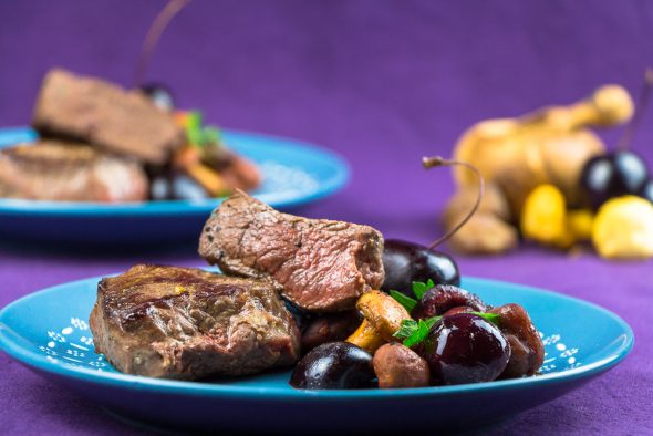 Venison-Steaks-Chestnut-Cherry-Chanterelle-Ragout-2