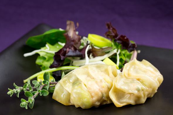 Chicken-Leak-Gyoza-Mango-Papaya-Sage-Salad-1