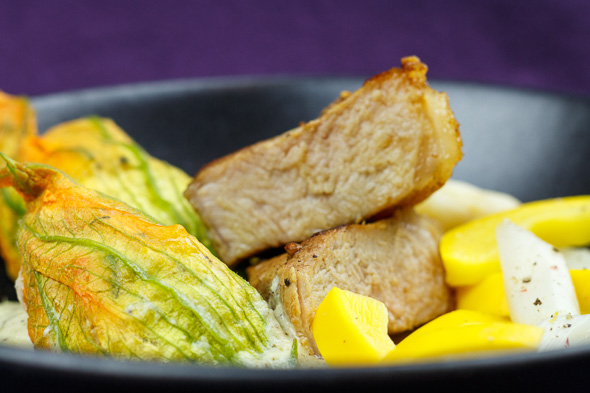 Fillet-Veal-Spring-Vegetables-Asparagus-Risotto-Stuffed-Zucchini-Blossoms-Lemon-Sauce-6