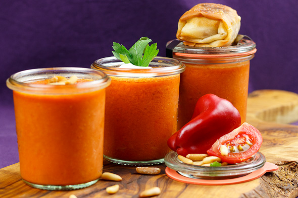 Roasted-Pepper-Apricot-Gazpachio-Goats-Cheese-Filo-Parcels-4