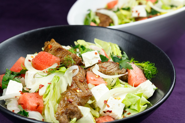 Grilled-Watermelon-Fennel-Feta-Salad-Steak-Prawns-3