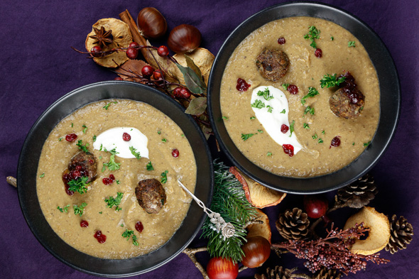 Leek-Wild-Mushroom-Soup-Venison-Meatballs-2