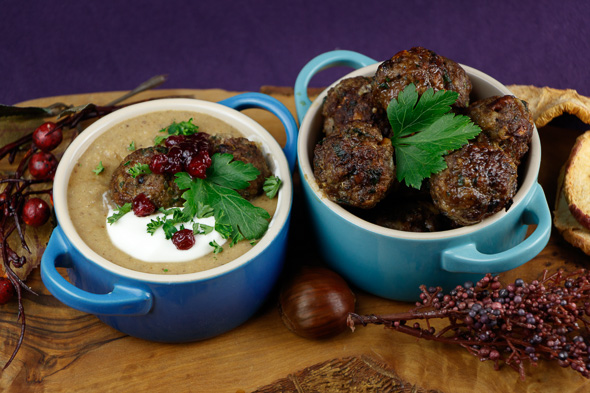 Leek-Wild-Mushroom-Soup-Venison-Meatballs-4