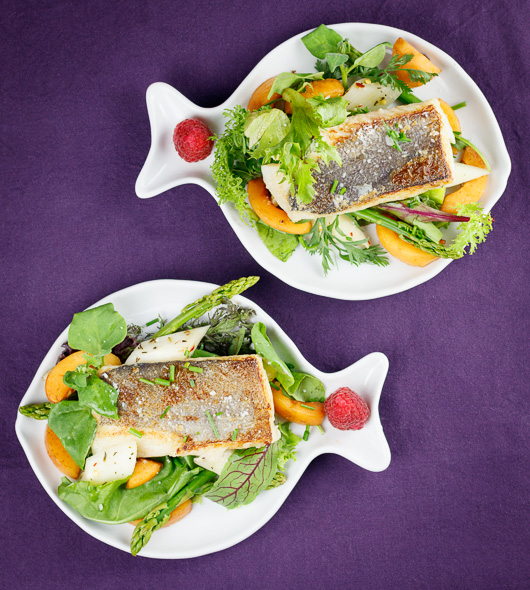 Pan-Seared-Hake-Wild-Herb-Loquat-Asparagus-Salad-Raspberry-Vinaigrette-1